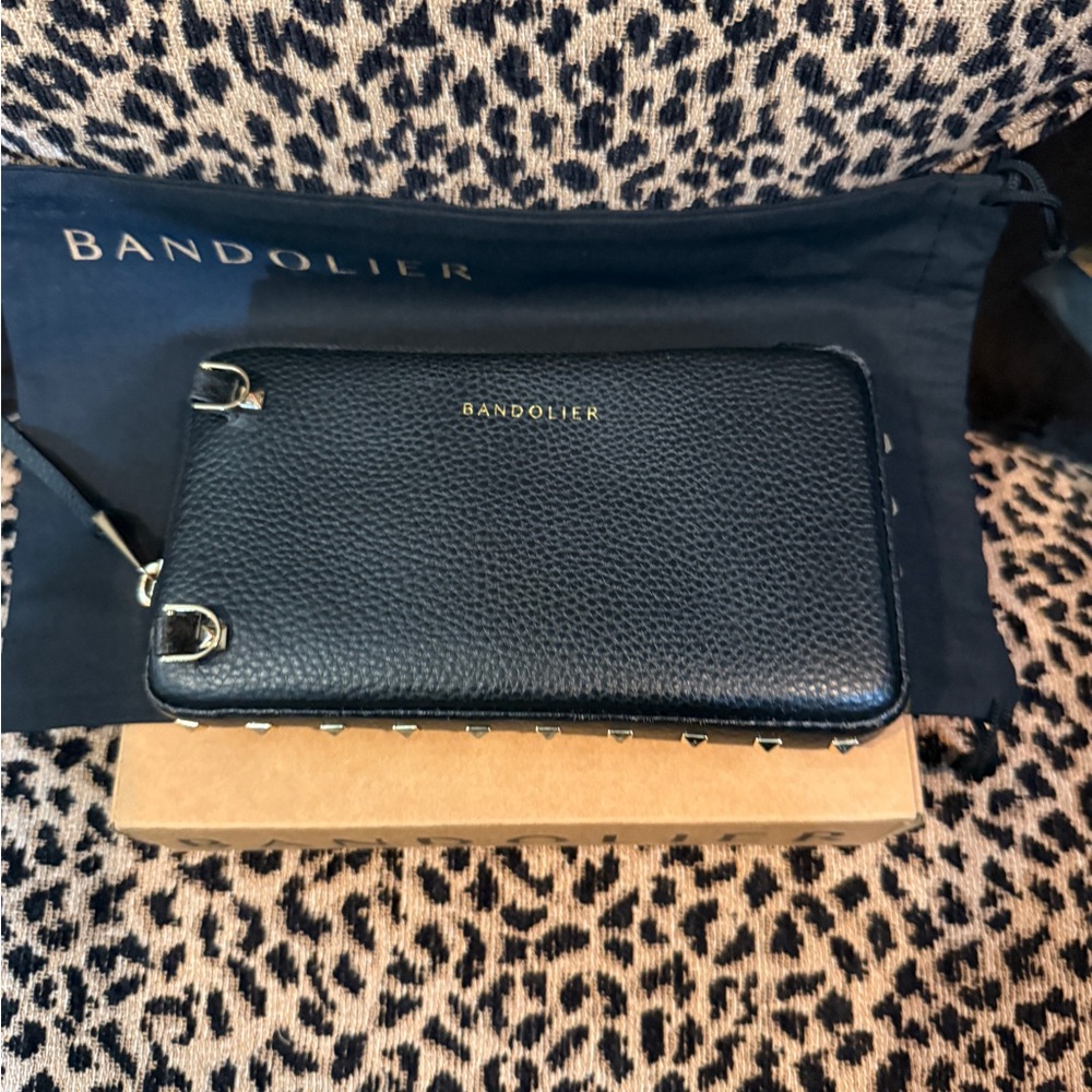 Bandolier Black Pouch with Gold Studs
